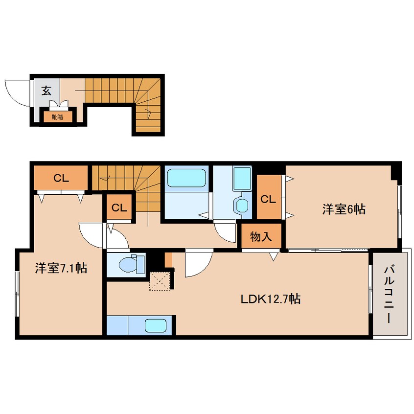 間取図 和歌山線/志都美駅 徒歩15分 2階 築14年