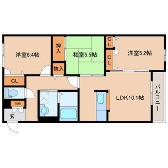 間取図 大和路線・関西本線/法隆寺駅 徒歩19分 2階 築14年