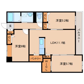 間取図 大和路線・関西本線/法隆寺駅 徒歩19分 3階 築14年