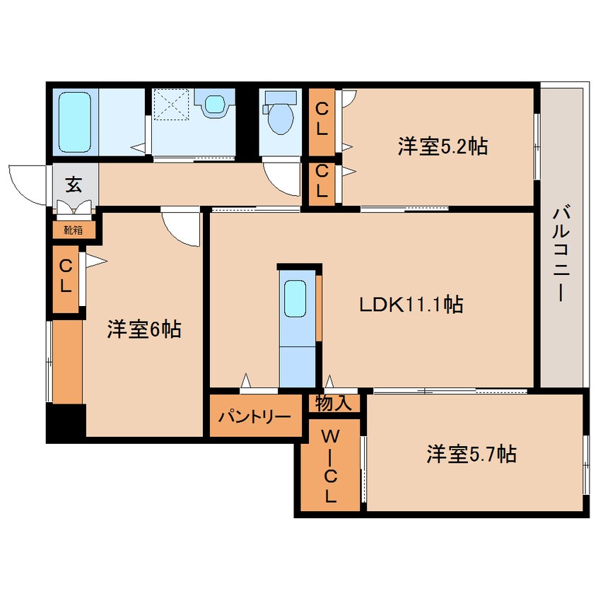 間取図 大和路線・関西本線/法隆寺駅 徒歩19分 3階 築14年