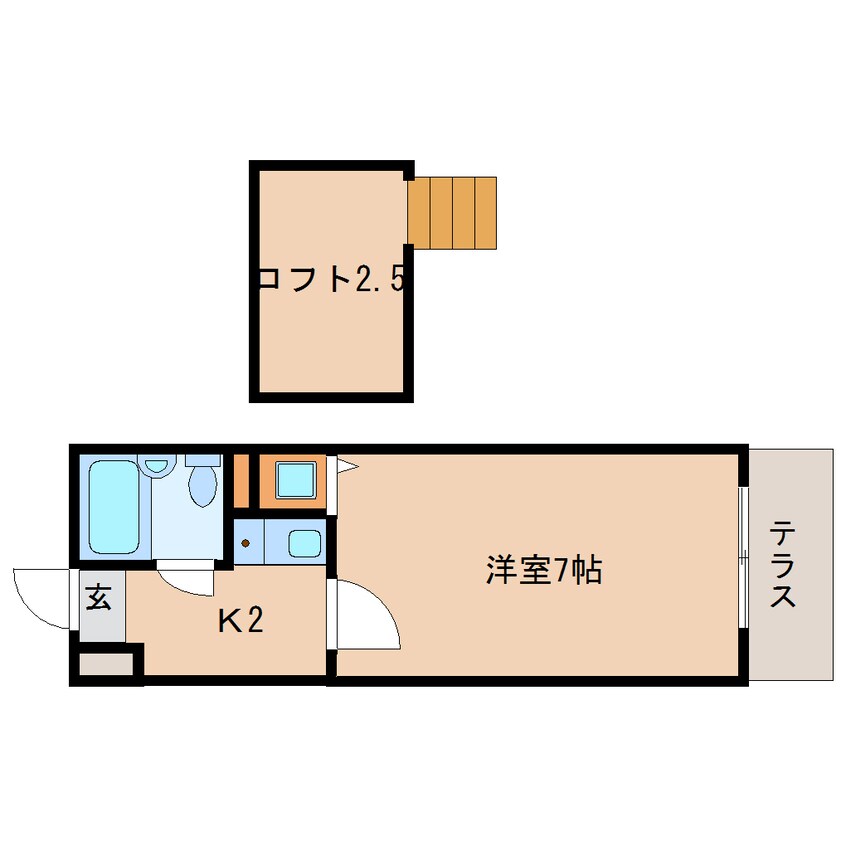 間取図 大和路線・関西本線/三郷駅 徒歩6分 1階 築35年