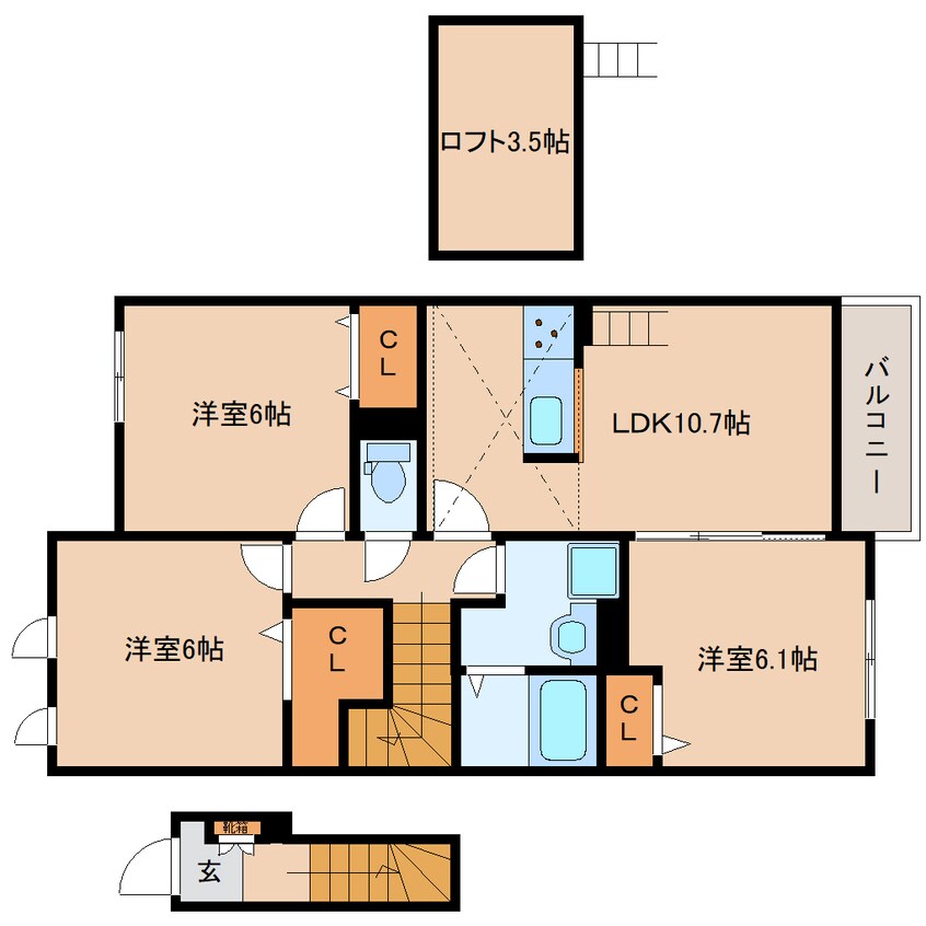 間取図 大和路線・関西本線/三郷駅 徒歩11分 2階 築12年