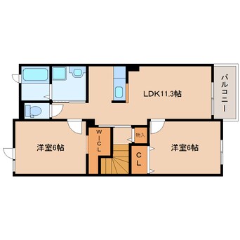 間取図 近鉄生駒線/東山駅 徒歩13分 2階 築10年