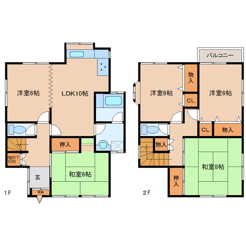 間取図 近鉄生駒線/竜田川駅 徒歩24分 1-2階 築33年