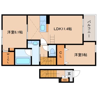 間取図 大和路線・関西本線/法隆寺駅 徒歩25分 2階 築9年