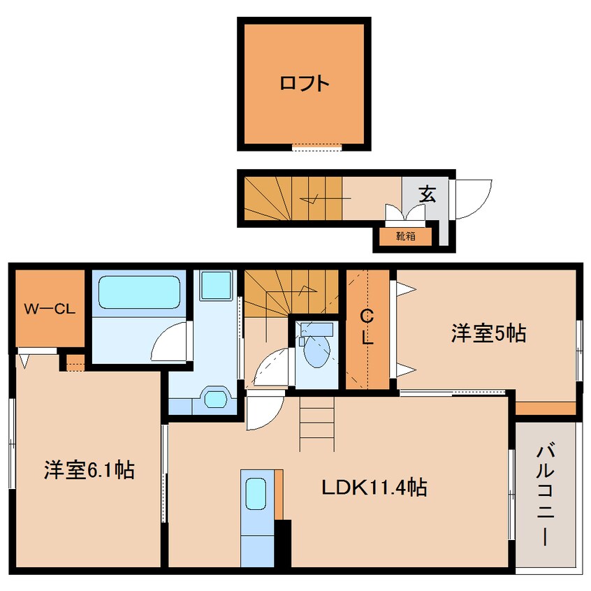 間取図 大和路線・関西本線/法隆寺駅 徒歩19分 2階 築8年