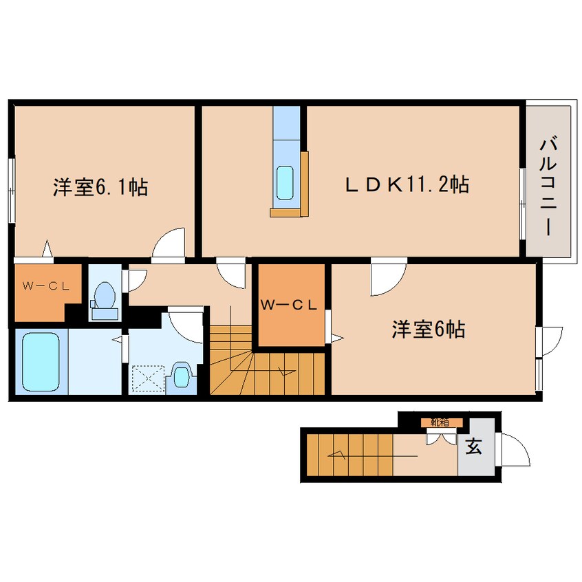 間取図 大和路線・関西本線/法隆寺駅 徒歩22分 2階 築10年