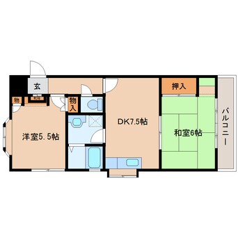 間取図 大和路線・関西本線/王寺駅 バス13分下牧南口下車:停歩1分 2階 築34年