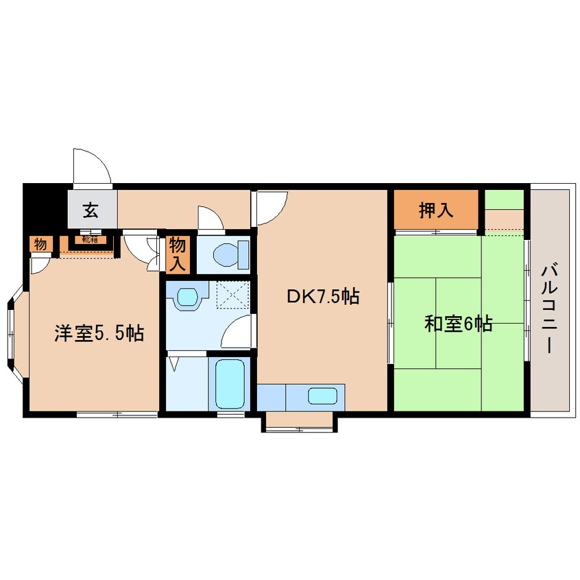 間取図 大和路線・関西本線/王寺駅 バス13分下牧南口下車:停歩1分 2階 築34年