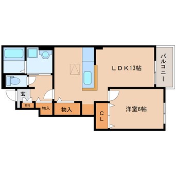 間取図 近鉄田原本線/池部駅 徒歩6分 1階 築9年