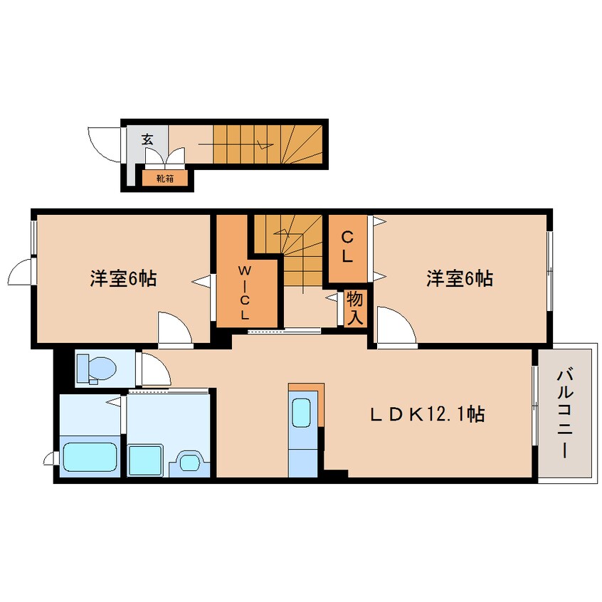 間取図 近鉄田原本線/池部駅 徒歩6分 2階 築8年