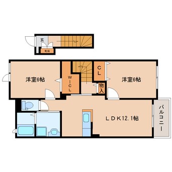 間取図 近鉄田原本線/池部駅 徒歩6分 2階 築8年