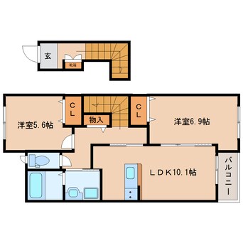 間取図 近鉄生駒線/勢野北口駅 徒歩1分 2階 築7年