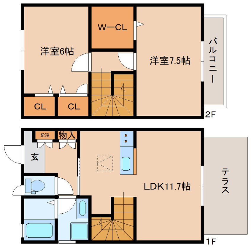 間取図 大和路線・関西本線/法隆寺駅 徒歩14分 1-2階 築7年