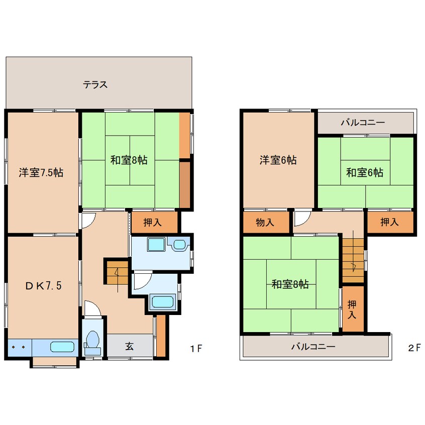 間取図 大和路線・関西本線/王寺駅 バス16分上牧町文化センター下車:停歩8分 1-2階 築41年