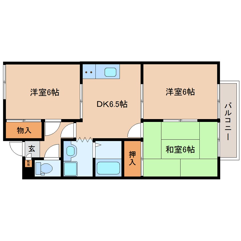 間取図 大和路線・関西本線/三郷駅 徒歩13分 2階 築29年