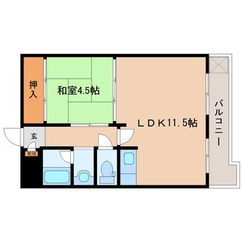 間取図 大和路線・関西本線/王寺駅 徒歩3分 3階 築36年