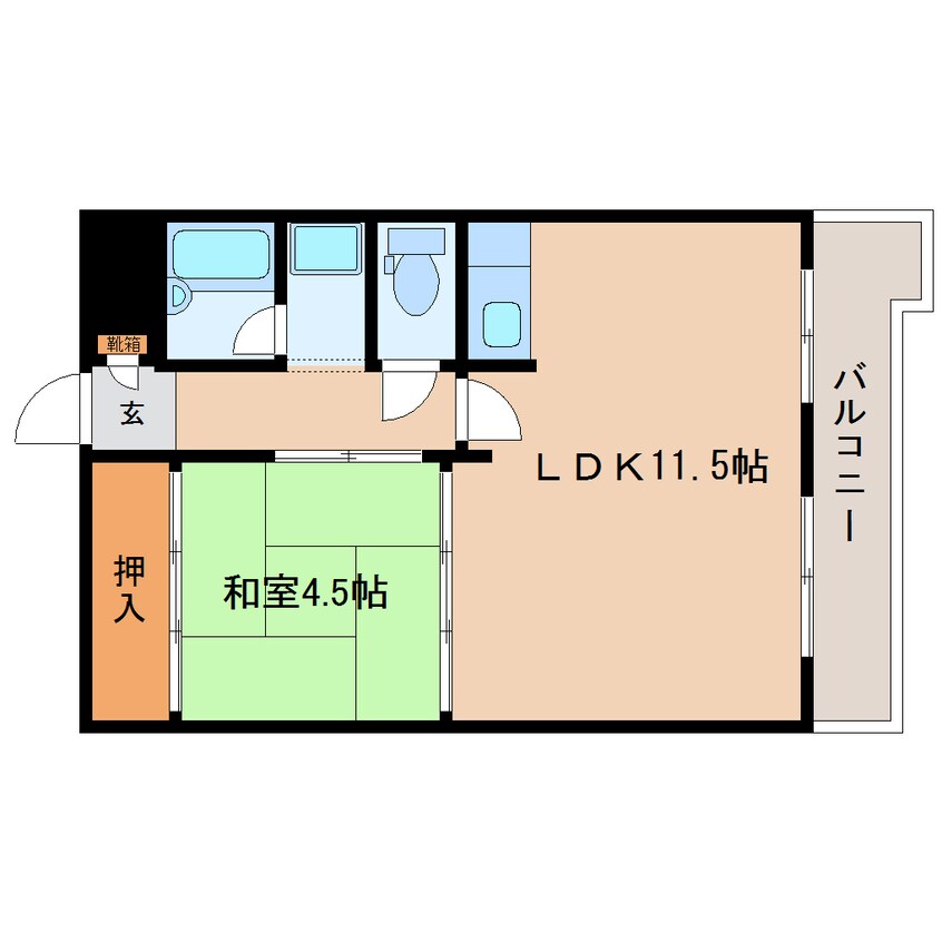 間取図 大和路線・関西本線/王寺駅 徒歩3分 2階 築36年