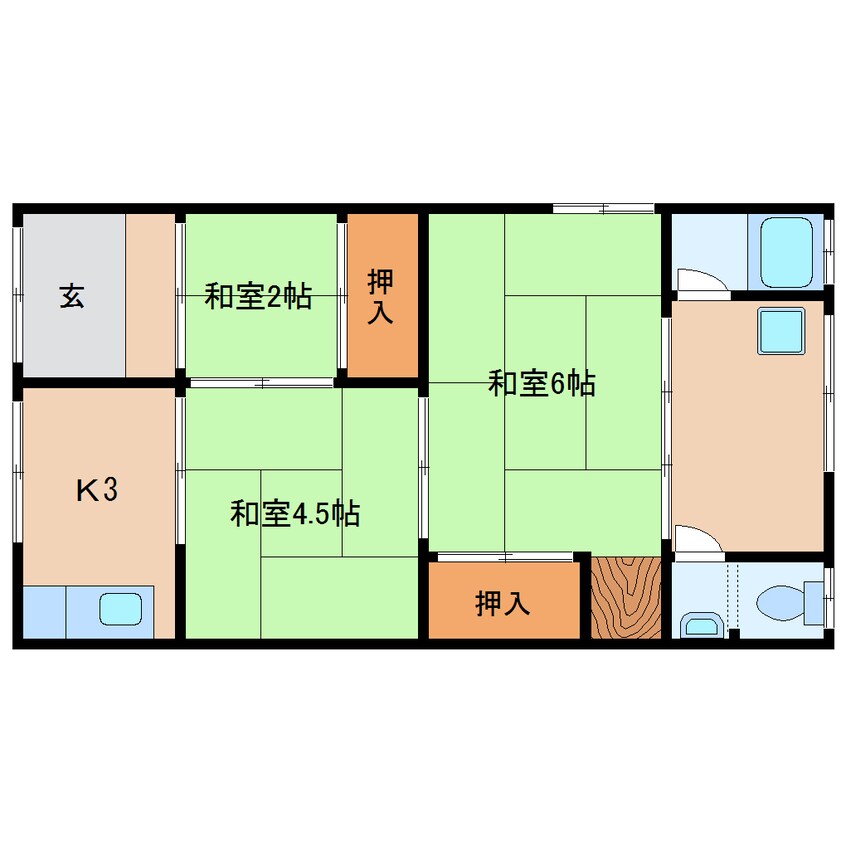 間取図 近鉄生駒線/勢野北口駅 徒歩1分 1階 築51年