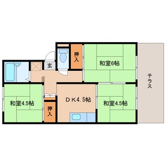 間取図 近鉄田原本線/箸尾駅 徒歩8分 1階 築37年