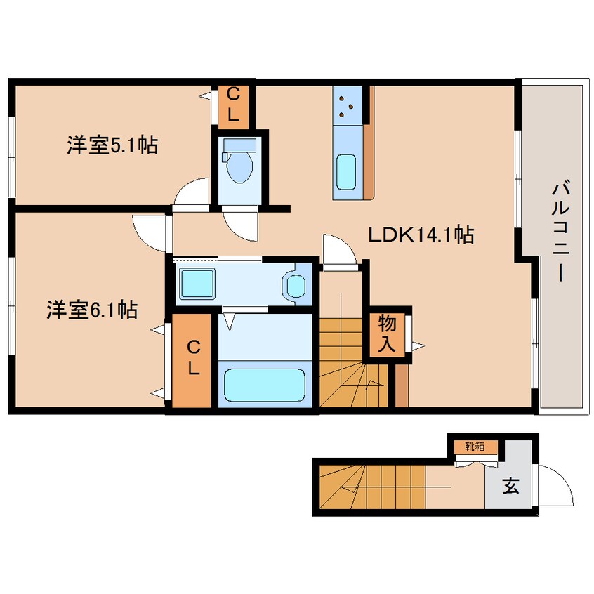 間取図 和歌山線/志都美駅 徒歩14分 2階 築2年