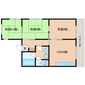 間取図 大和路線・関西本線/王寺駅 徒歩3分 3階 築47年