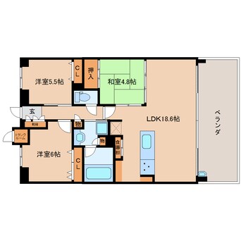 間取図 大和路線・関西本線/法隆寺駅 徒歩1分 3階 築7年