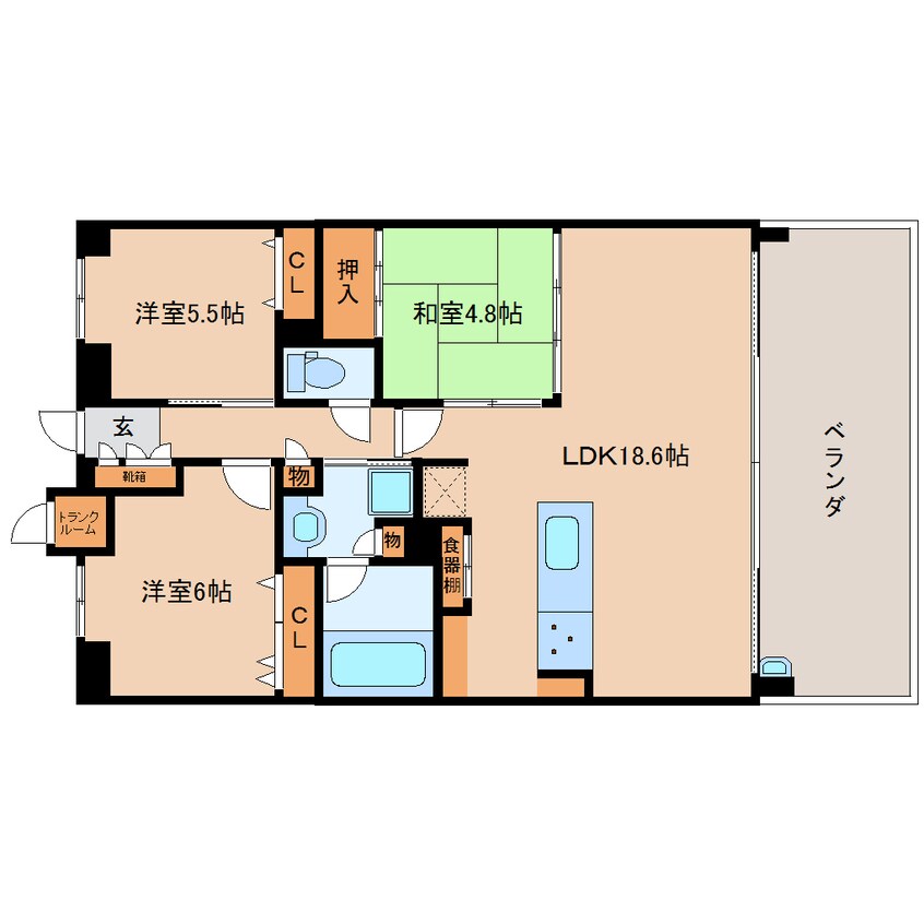 間取図 大和路線・関西本線/法隆寺駅 徒歩1分 3階 築7年