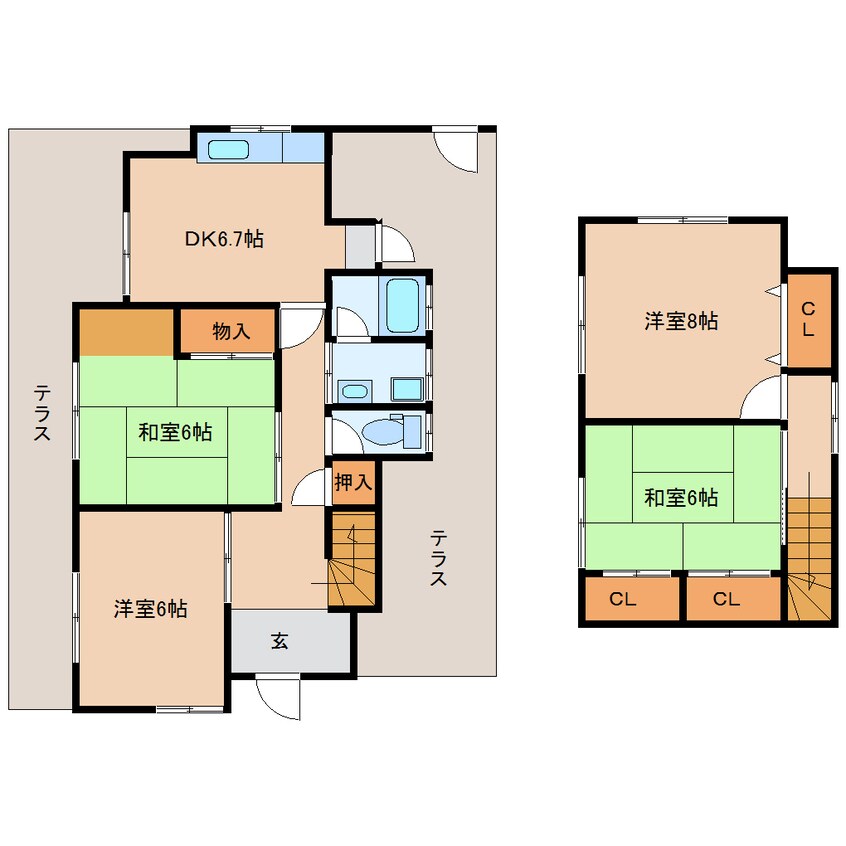 間取図 近鉄生駒線/勢野北口駅 徒歩13分 1階 築50年