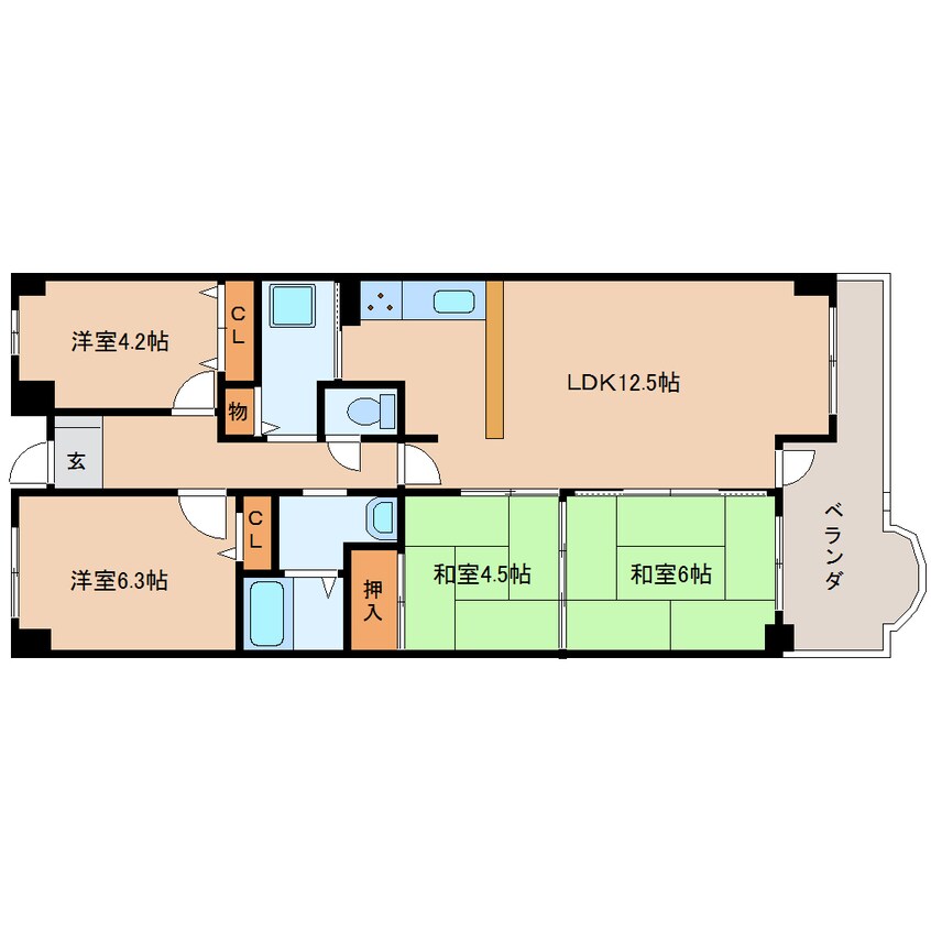 間取図 大和路線・関西本線/王寺駅 バス13分上牧町役場下車:停歩8分 2階 築32年