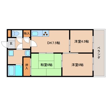 間取図 近鉄難波線・奈良線/富雄駅 徒歩8分 3階 築29年