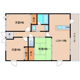 間取図 近鉄難波線・奈良線/学園前駅 徒歩17分 3階 築24年