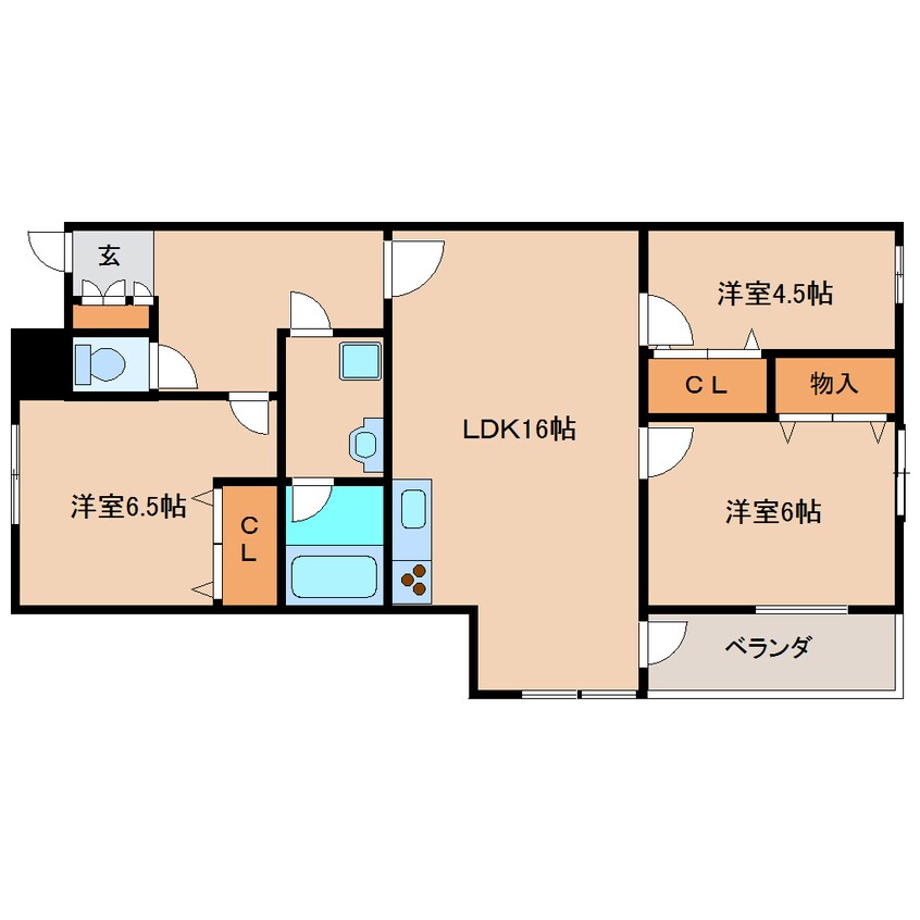 間取図 近鉄難波線・奈良線/学園前駅 徒歩3分 3階 築30年