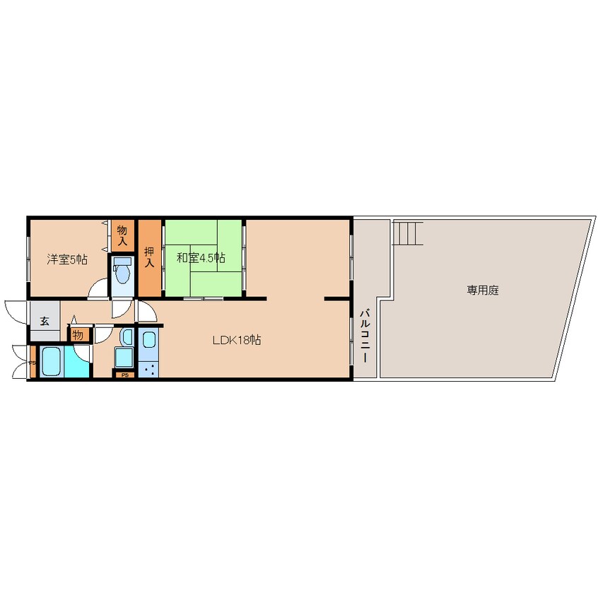 間取図 近鉄難波線・奈良線/学園前駅 徒歩10分 1階 築34年