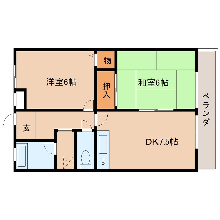 間取図 近鉄難波線・奈良線/菖蒲池駅 徒歩6分 6階 築35年