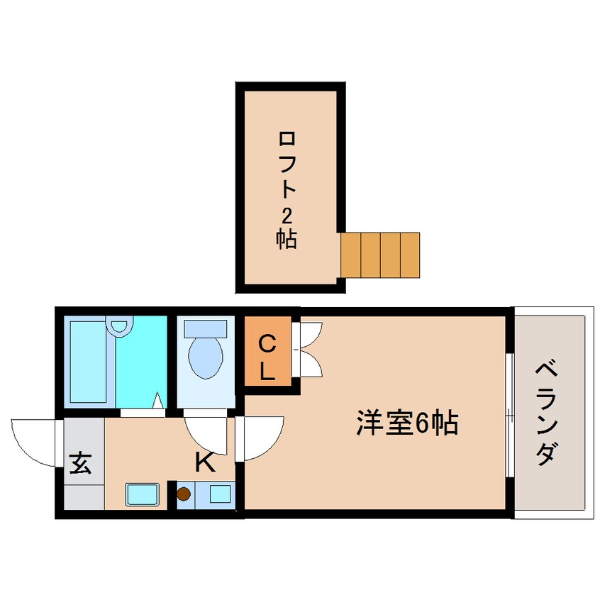 間取図 近鉄難波線・奈良線/学園前駅 徒歩8分 2階 築29年