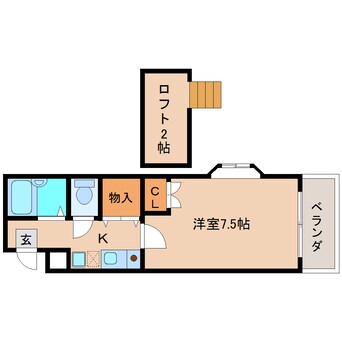 間取図 近鉄難波線・奈良線/学園前駅 徒歩10分 2階 築28年