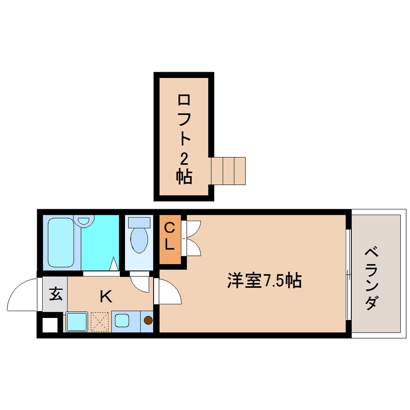 間取図 近鉄難波線・奈良線/学園前駅 徒歩10分 2階 築29年