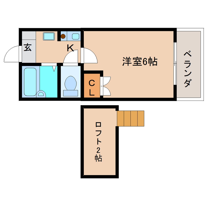 間取図 近鉄難波線・奈良線/学園前駅 徒歩8分 2階 築32年