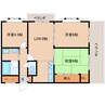 近鉄難波線・奈良線/富雄駅 徒歩3分 3階 築36年 3LDKの間取り
