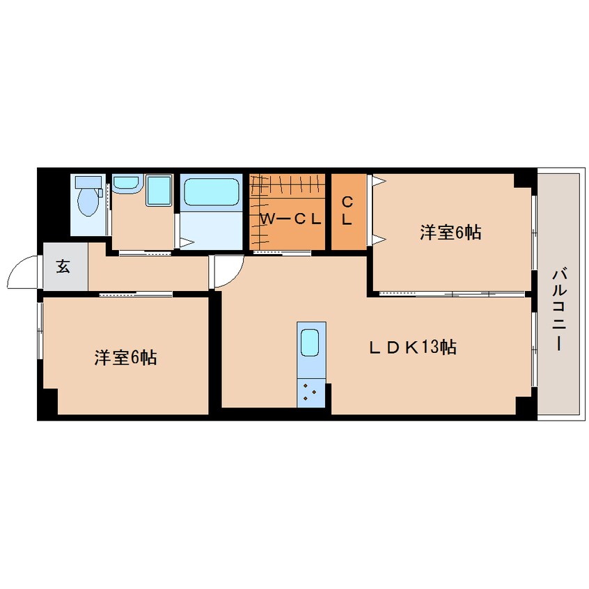 間取図 近鉄難波線・奈良線/富雄駅 徒歩2分 3階 築37年