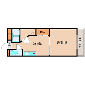 間取図 近鉄難波線・奈良線/学園前駅 徒歩4分 1階 築24年