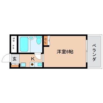 間取図 近鉄難波線・奈良線/富雄駅 徒歩1分 2階 築29年