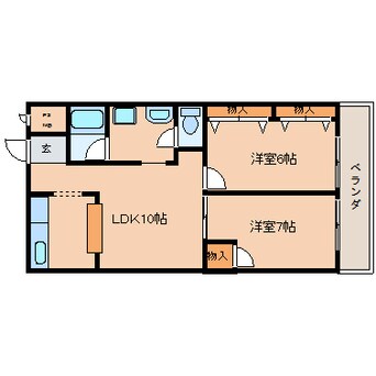 間取図 近鉄けいはんな線/学研北生駒駅 徒歩3分 2階 築33年