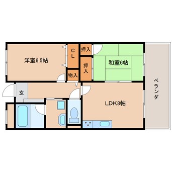 間取図 近鉄難波線・奈良線/富雄駅 徒歩1分 5階 築29年