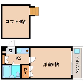 間取図 近鉄難波線・奈良線/学園前駅 徒歩10分 2階 築33年