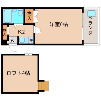 間取図 近鉄難波線・奈良線/学園前駅 徒歩10分 1階 築33年