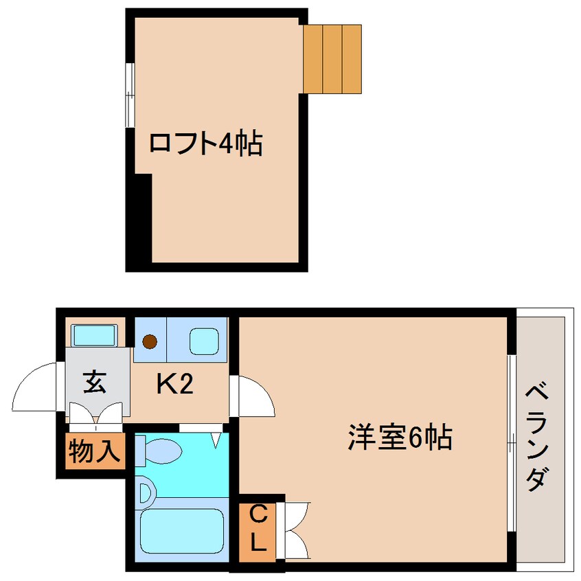 間取図 近鉄難波線・奈良線/学園前駅 徒歩10分 1階 築33年