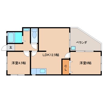 間取図 近鉄難波線・奈良線/菖蒲池駅 徒歩6分 4階 築53年