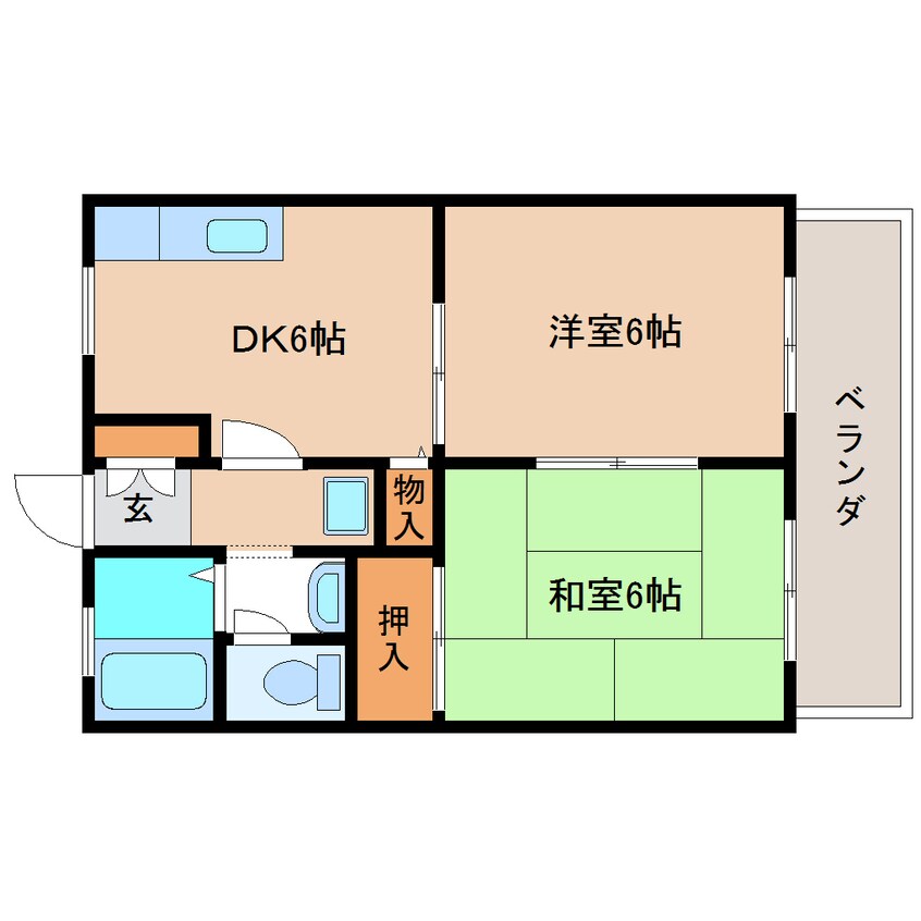 間取図 近鉄難波線・奈良線/学園前駅 徒歩16分 2階 築29年